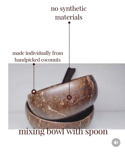 Coconut mixing bowls with spoons